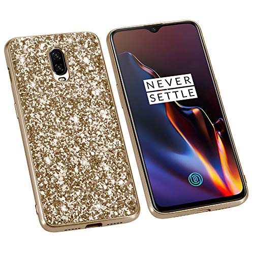 FNBK Compatible con Funda OnePlus 6T Carcasa TPU Gel Silicona Cover Brillante Protectora Flexible Suave Bumper Teléfono Caso Lujosa Móvil Case Delgada a Prueba de Choques Fundas,Oro