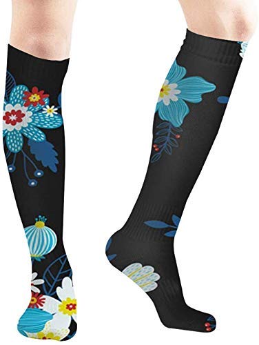Folk Floral Trendy - Calcetines de compresión para deportes de naturaleza moderna, calcetines atléticos, calcetines largos de tubo 50 cm