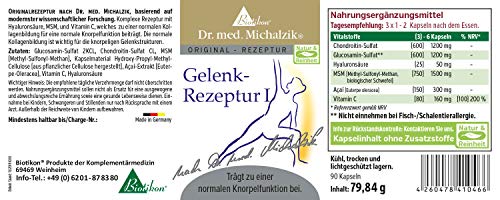 Fórmula articular I + II según Dr. Med. Michalzik, contiene ácido hialurónico, MSM, sulfato de condroitina, glucosamina, vitamina C, incienso, curcuma, OPC y Omega 3