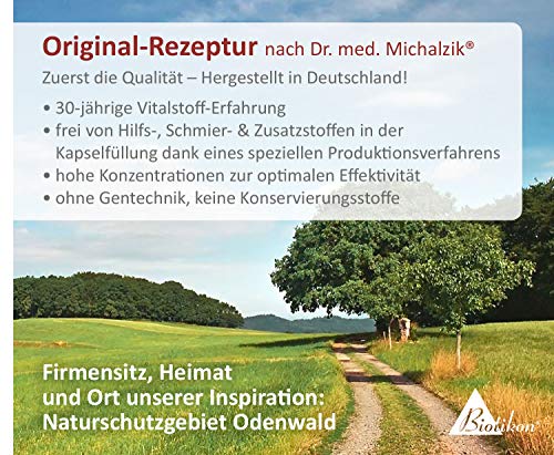 Fórmula articular I + II según Dr. Med. Michalzik, contiene ácido hialurónico, MSM, sulfato de condroitina, glucosamina, vitamina C, incienso, curcuma, OPC y Omega 3