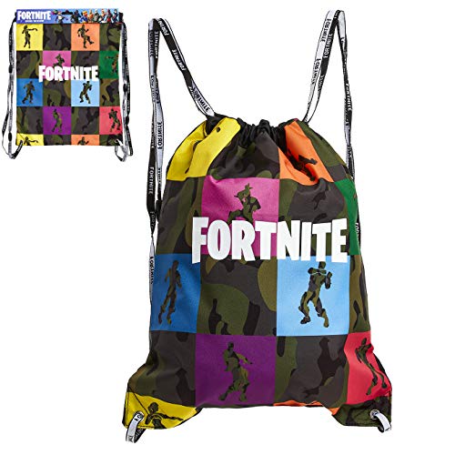 Fortnite Mochila de Cuerdas para Niños, Bolsas con Cordón para El Colegio Deportes Playa, Mochila para Gimnasio, Regalos Originales para Chicos y Chicas