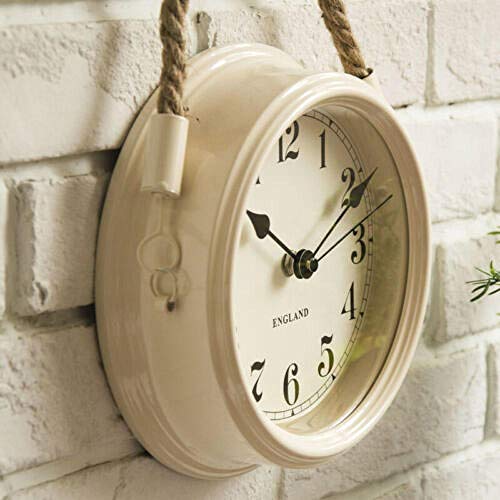 FortuneVin Reloj de Pared Modernos Elegante RelojReloj de Pared Minimalista Moderno nórdico Sala de Estar Cuerda de Metal Relojes de Cuarzo Colgantes 8 Pulgadas Blanco