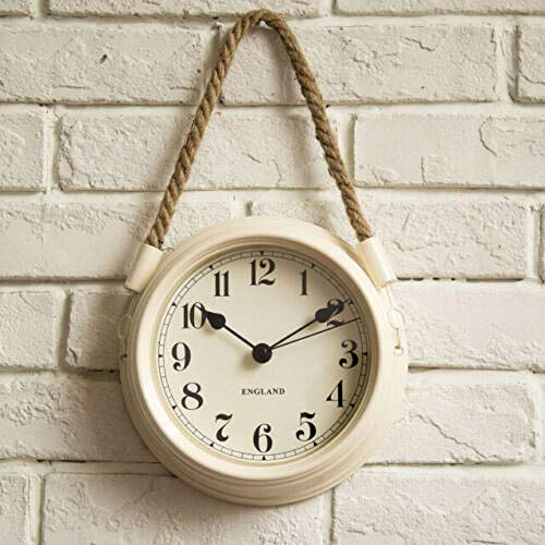 FortuneVin Reloj de Pared Modernos Elegante RelojReloj de Pared Minimalista Moderno nórdico Sala de Estar Cuerda de Metal Relojes de Cuarzo Colgantes 8 Pulgadas Blanco