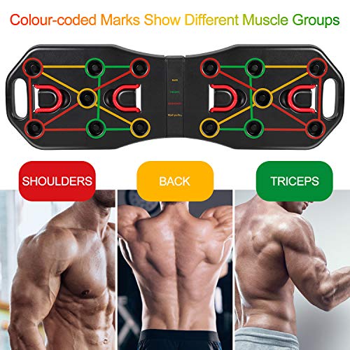 Fostoy Push Up Rack Board, 9 en 1 Push Up Tablero Plegable y Multifuncional Equipo de Fitness con Bandas de Resistencia para Hombres Mujeres Entrenamiento Muscular Gimnasio Hogar