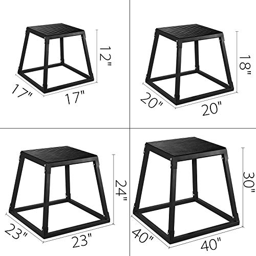 Frantools 4 Pics Plyometric Box Pliométrico Caja Pliométrico Plataforma Caja de Salto Caja Pliometrica Salto Cajón Pliometrico Cajones de Salto Juego de 4 de 12 ''/18 ''/24 ''/30" Color Negro