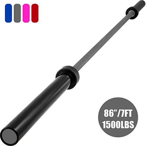 Frantools Barra de Pesas 20 KG Capacidad hasta 680KG para Placas Olímpicas de 50mm Barra olímpica 2.2M con Hebilla y Banda de Protección Barra Olímpica de Acero Color Gris