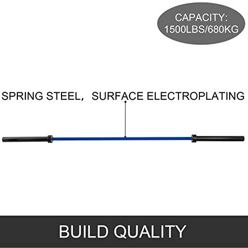 Frantools Barra de Pesas 20kg Capacidad 680KG para Placas Olímpicas de 50mm Barra olímpica 2.2M con Hebilla y Banda de Protección Barra olímpica de Acero Color Azul