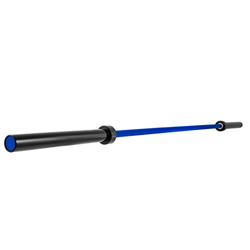 Frantools Barra de Pesas 20kg Capacidad 680KG para Placas Olímpicas de 50mm Barra olímpica 2.2M con Hebilla y Banda de Protección Barra olímpica de Acero Color Azul