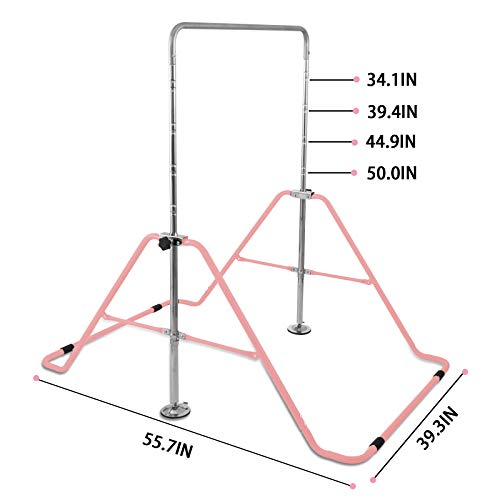 Frantools Barras de Gimnasia Paralelas Calistenia Barra Gimnasia Artistica Barras Paralelas Barras Gimnasia Gimnasio Niños Junior Estación de la Inmersión Ajustable (Rosa)