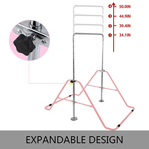 Frantools Barras de Gimnasia Paralelas Calistenia Barra Gimnasia Artistica Barras Paralelas Barras Gimnasia Gimnasio Niños Junior Estación de la Inmersión Ajustable (Rosa)