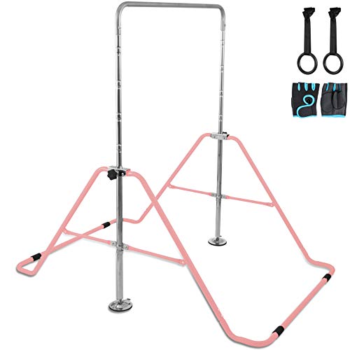 Frantools Barras de Gimnasia Paralelas Calistenia Barra Gimnasia Artistica Barras Paralelas Barras Gimnasia Gimnasio Niños Junior Estación de la Inmersión Ajustable (Rosa)