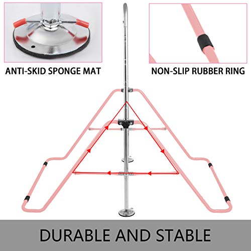 Frantools Barras de Gimnasia Paralelas Calistenia Barra Gimnasia Artistica Barras Paralelas Barras Gimnasia Gimnasio Niños Junior Estación de la Inmersión Ajustable (Rosa)