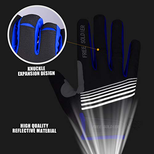 FREE SOLDIER Guantes de Ciclismo de Dedo Completo/Medio Dedo para Hombre Guantes MTB Antideslizantes Transpirables para Gimnasio Bici Motocicleta Deportes al Aire Libre(Dedo Completo/Azul,S)