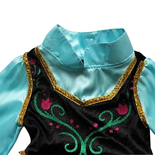 Freebily Disfraz Niña de Princesa Reina de La Nieve con Capa Vestido Largo Bordados de Princesa Infantil para Fiesta de Disfraz Halloween Carnaval Costume Azul 5-6 Años