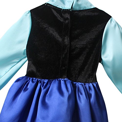 Freebily Disfraz Niña de Princesa Reina de La Nieve con Capa Vestido Largo Bordados de Princesa Infantil para Fiesta de Disfraz Halloween Carnaval Costume Azul 5-6 Años