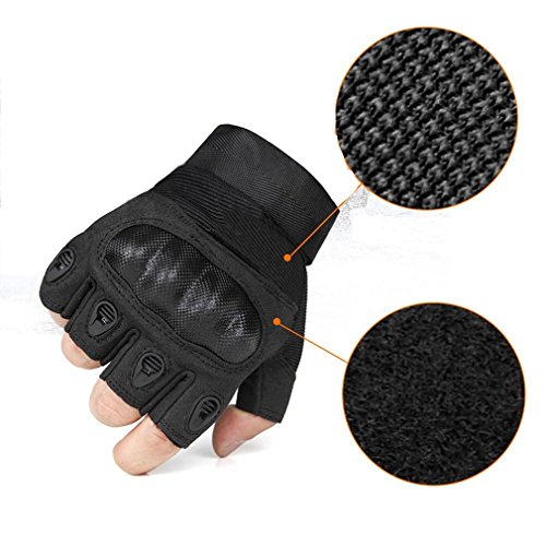 FreeMaster guantes de trabajo deportivos para exteriores sin dedos o a mitad de dedo para hombres, para acampar y bicicleta de montaña, color negro, tamaño X-Large