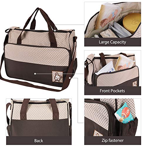 FREESOO Set 5 kits Bolsa de Mama para Bebe Biberon Cambiador de Pañales Bolsa Hospital Maternidad Bolso de Pañales Bebé para Viaje Carro Carrito Biberón Colchoneta Comida Multifunción Gran Capacidad