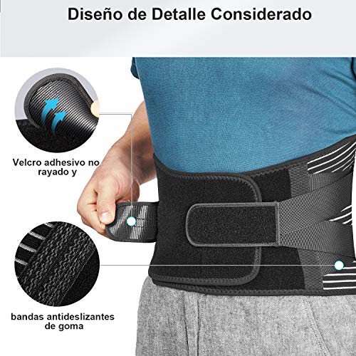 FREETOO Cinturón de Apoyo Lumbar, Cinturón de Presión Ajustable de Doble Capa, Ligero y Transpirable Faja de Espalda para la Protección en el Trabajo, Dolor de Espalda(Actualizar L/XL)