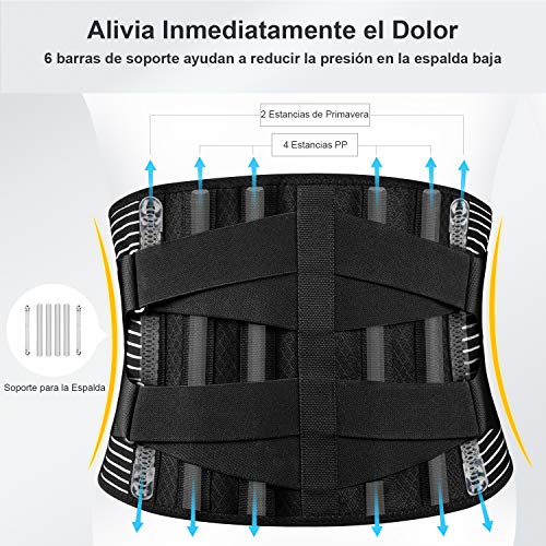 FREETOO Cinturón de Apoyo Lumbar, Cinturón de Presión Ajustable de Doble Capa, Ligero y Transpirable Faja de Espalda para la Protección en el Trabajo, Dolor de Espalda(Actualizar L/XL)