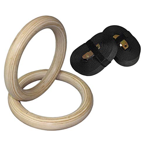 freneci Anillos Ajustables De Madera para Gimnasio Anillos De Ejercicio Físico para Entrenamiento De Fuerza - 28mm