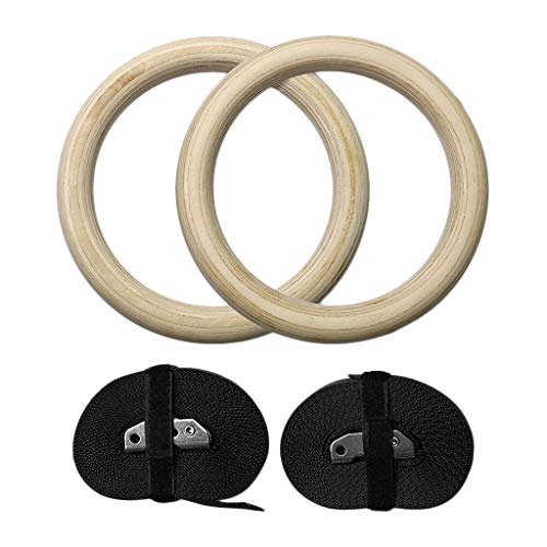 freneci Anillos Ajustables De Madera para Gimnasio Anillos De Ejercicio Físico para Entrenamiento De Fuerza - 28mm