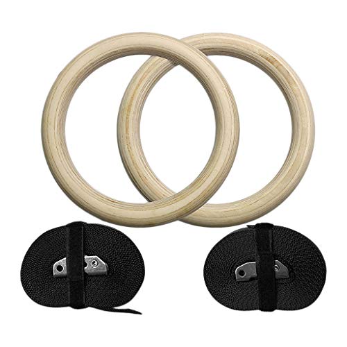 freneci Anillos Ajustables De Madera para Gimnasio Anillos De Ejercicio Físico para Entrenamiento De Fuerza - 28mm