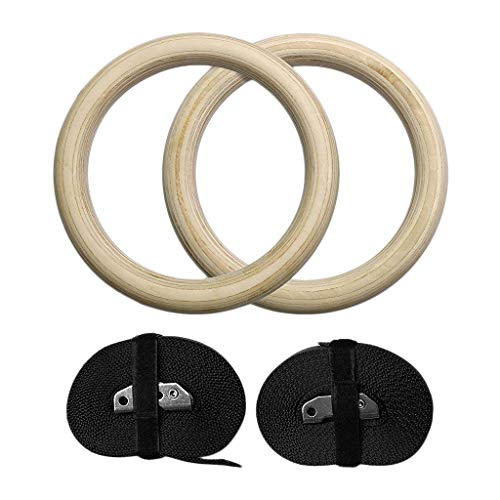 freneci Anillos Ajustables De Madera para Gimnasio Anillos De Ejercicio Físico para Entrenamiento De Fuerza - 28mm