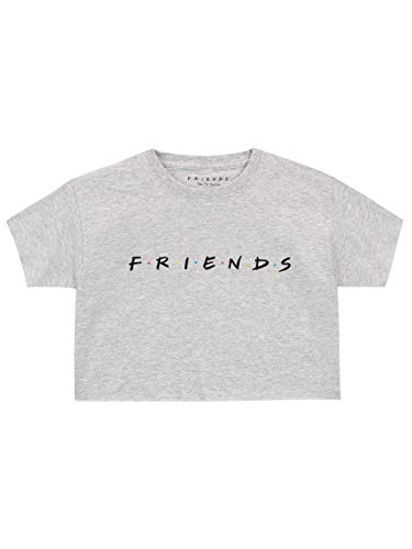 Friends Camiseta de Crop de Manga Corta para Niñas Gris 12-13 Años