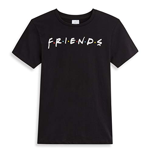 Friends Camisetas Mujer, Camiseta Mujer con Logo Serie, Camiseta Negra Mujer de Manga Corta Algodon 100%, Regalos Originales para Mujer Chicas Adolescentes Talla 36-50 (38)