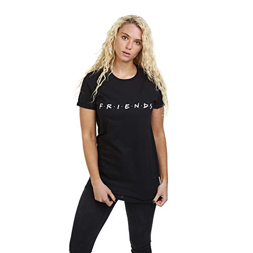 Friends Titles Camiseta, Negro, S para Mujer