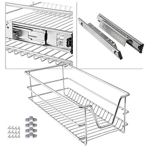 Froadp 2 Piezas Cocina Estante Cajón Telescópico Dormitorio Extensible Gabinete Estantes y Soportes Organizadores de Cajones para Cocina y Despensa(30cm)