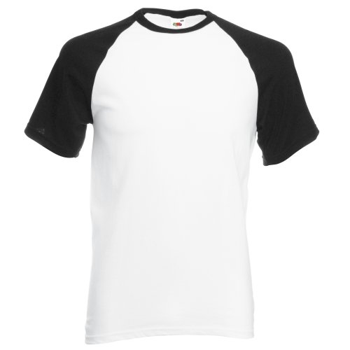 Fruit of the Loom - Camiseta baseball manga corta multicolor blanco / negro Medium