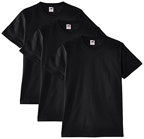 Fruit of the Loom Heavy Cotton Tee Shirt 3 Pack, Camiseta de Manga Corta Para Hombre, Negro (Schwarz), Medium