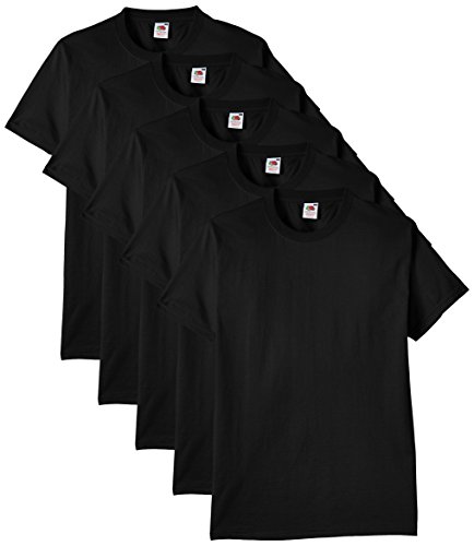 Fruit of the Loom Heavy Cotton tee Shirt 5 Pack Camiseta, Negro, XXX-Large (Pack de 5) para Hombre