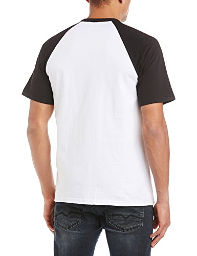 Fruit of the Loom Short Sleeve Baseball Shirt, Camisa para Hombre, Multicoloured (White/Black), Medium