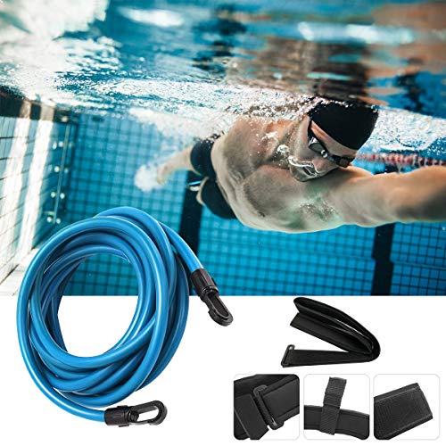 Frusde Cinturón de Natación, Exteriores Cinturón de Resistencia para Natación, Cinturón de Entrenamiento de Natación, Ajustable Cuerda Elástica Duradera para Entrenamiento de Piscina