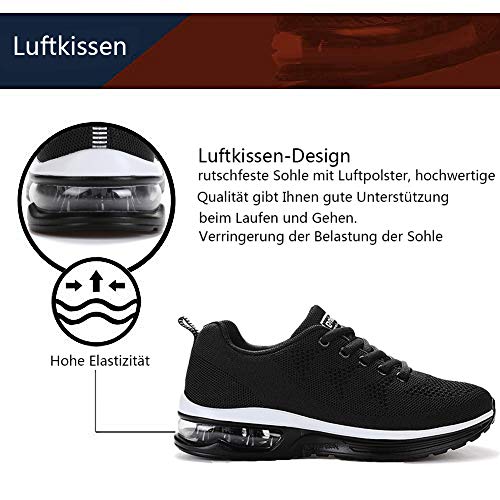 frysen Zapatillas de Deportes Hombre Mujer Zapatos Deportivos Aire Libre para Correr Calzado Sneakers Gimnasio Casual Unisexo Black 46