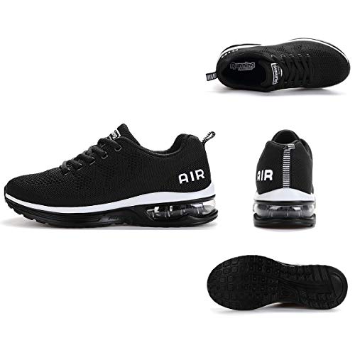frysen Zapatillas de Deportes Hombre Mujer Zapatos Deportivos Aire Libre para Correr Calzado Sneakers Gimnasio Casual Unisexo Black 46
