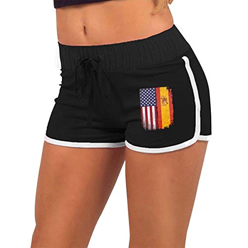 fshsh limeiliF Pantalón Corto para Mujer para Correr España Bandera Americana Mujeres de Cintura Baja Elástico Sexy Entrenamiento Deportivo Pantalones Cortos para Correr Pantalones Calientes