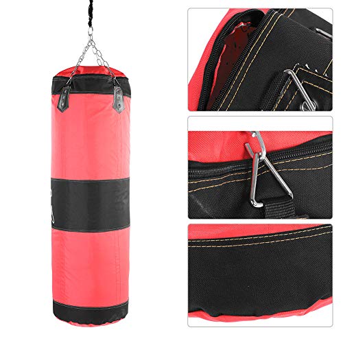 Fsskgxx Saco de Boxeo Pesado, Cadena Hueca Taekwondo Karate Training Fitness Saco de Arena vacío (Rojo-1m)