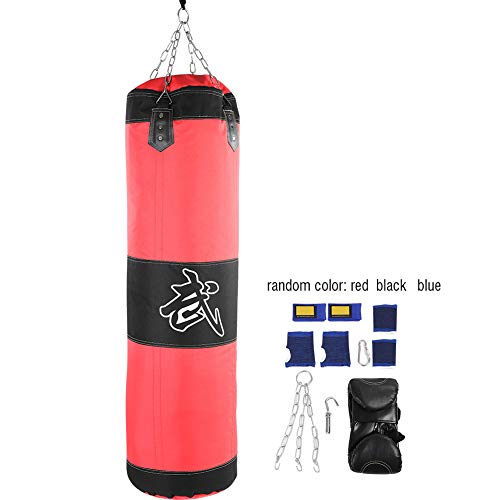 Fsskgxx Saco de Boxeo Pesado, Cadena Hueca Taekwondo Karate Training Fitness Saco de Arena vacío (Rojo-1m)