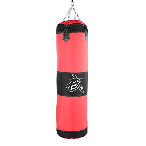 Fsskgxx Saco de Boxeo Pesado, Cadena Hueca Taekwondo Karate Training Fitness Saco de Arena vacío (Rojo-1m)