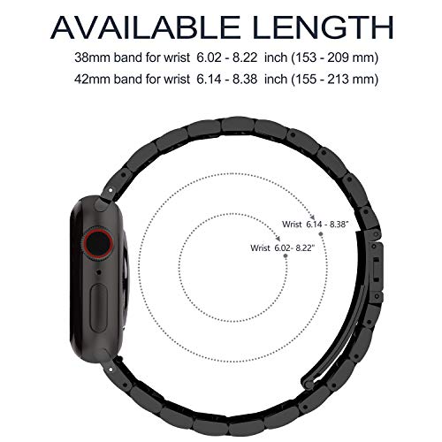 Fullmosa Acero Inoxidable Correa Compatible Apple Watch/iWatch Serie 5, Serie 4, Serie 3, Serie 2, Serie 1, Apple Watch Correa 38mm 40mm 42mm 44mm, Negro 42mm/44mm