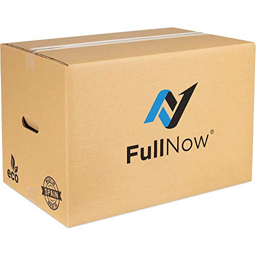 FULLNOW Pack 10 Cajas Cartón Grandes con Asas para Mudanza y Almacenaje Ultraresistentes, 550x350x380mm, Fabricadas en España, Canal Doble