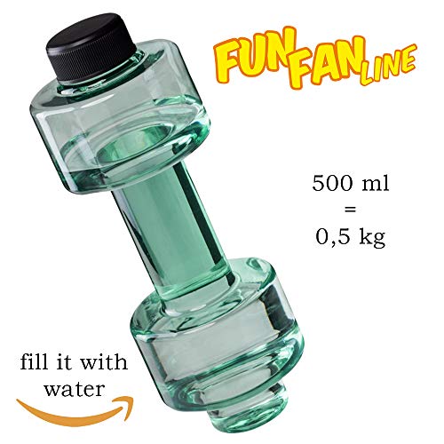 FUN FAN LINE - Pack x2 Botella mancuerna de Medio Kilo Cada una para Entrenamiento en casa. Botellas Que se llenan de Agua para Trabajar musculación sirviendo como Pesas. Capacidad 500 ml Cada una.