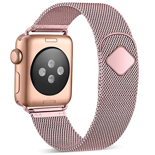 Funbiz Metal Correa Compatible con Apple Watch 38mm 40mm 42mm 44mm, Pulsera de Repuesto de Acero Inoxidable para iWatch Series 5 4 3 2 1, 38mm/40mm-Oro Rosa