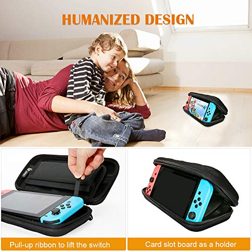 Funda para Nintendo Switch, Accesorios para Nintendo Switch, Carcasa de Protección Rigid Anti-Choques/Arañazo Llevar la 15 Juegos Adaptador Consola Cable Otros Accesorios Nintendo Switch Viaje Case