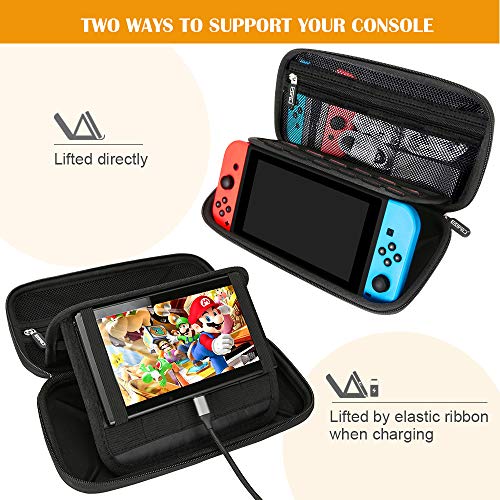 Funda para Nintendo Switch, Accesorios para Nintendo Switch, Carcasa de Protección Rigid Anti-Choques/Arañazo Llevar la 15 Juegos Adaptador Consola Cable Otros Accesorios Nintendo Switch Viaje Case