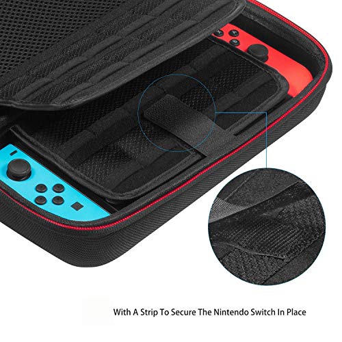 Funda para Nintendo Switch - Younik Versión mejorada Viaje rígida Case con más Espacio de almacenamiento para 19 Juegos, oficial adaptador de AC y otros accesorios Nintendo Switch