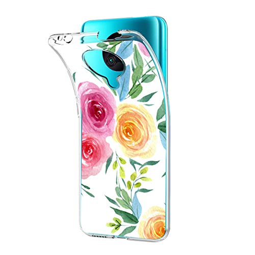 Funda transparente para Xiaom i Poco F2 Pro Case Peony Flower Pattern transparente con suave TPU Bumper Protectora Case Cover, Adjustable, G, Talla única